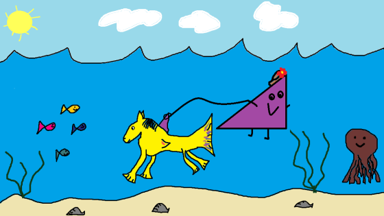Mr. Triangle's pet aqua pony 